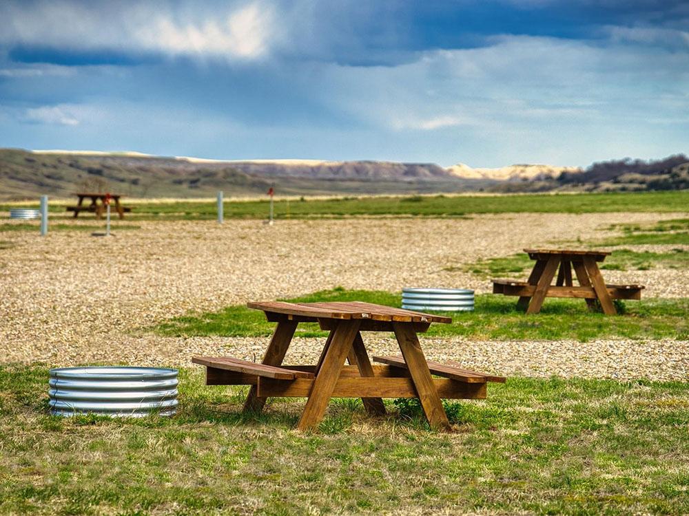 Fire pits and tables at sites