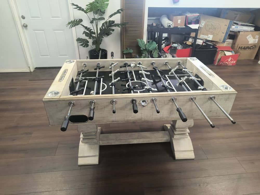 A foosball table in the rec room