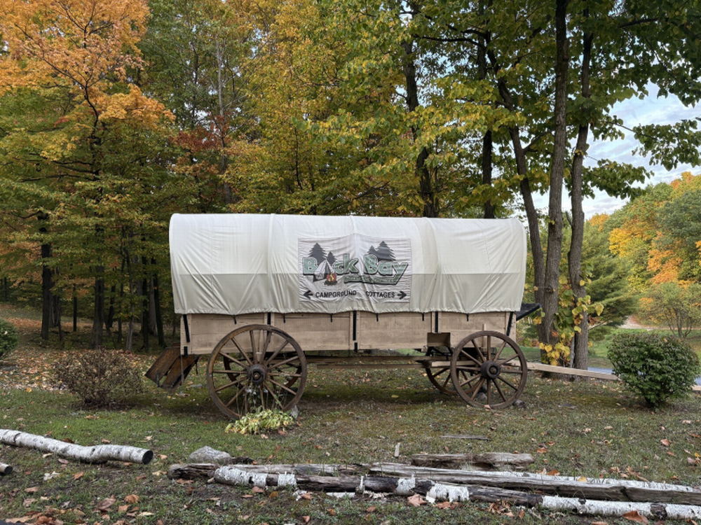 Covered wagon rental at Back Bay Campground