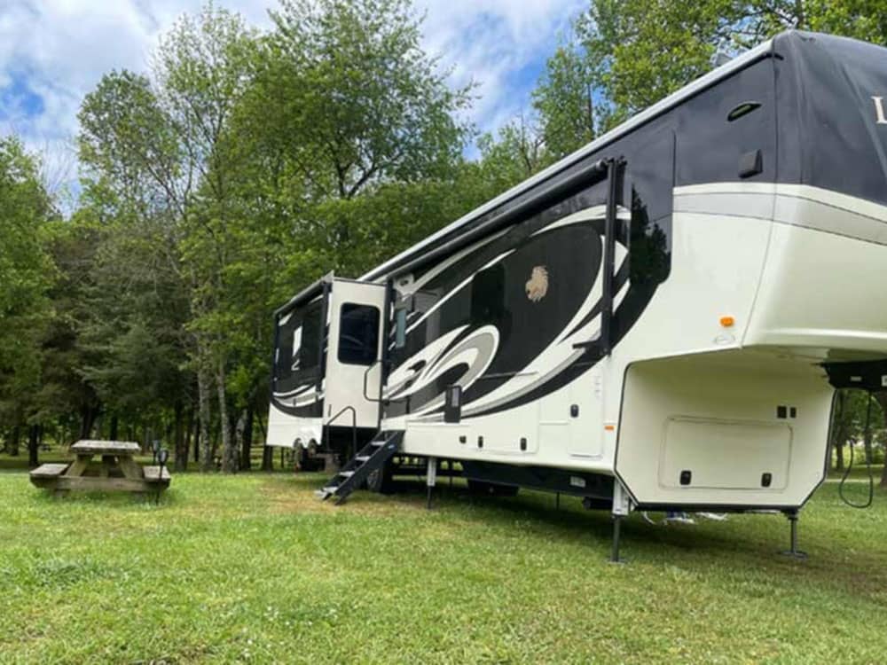 Trailer at grassy site