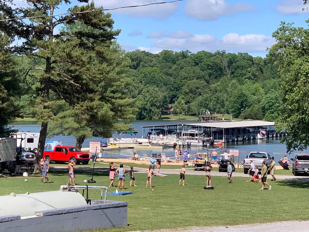 Kids playing volleyball