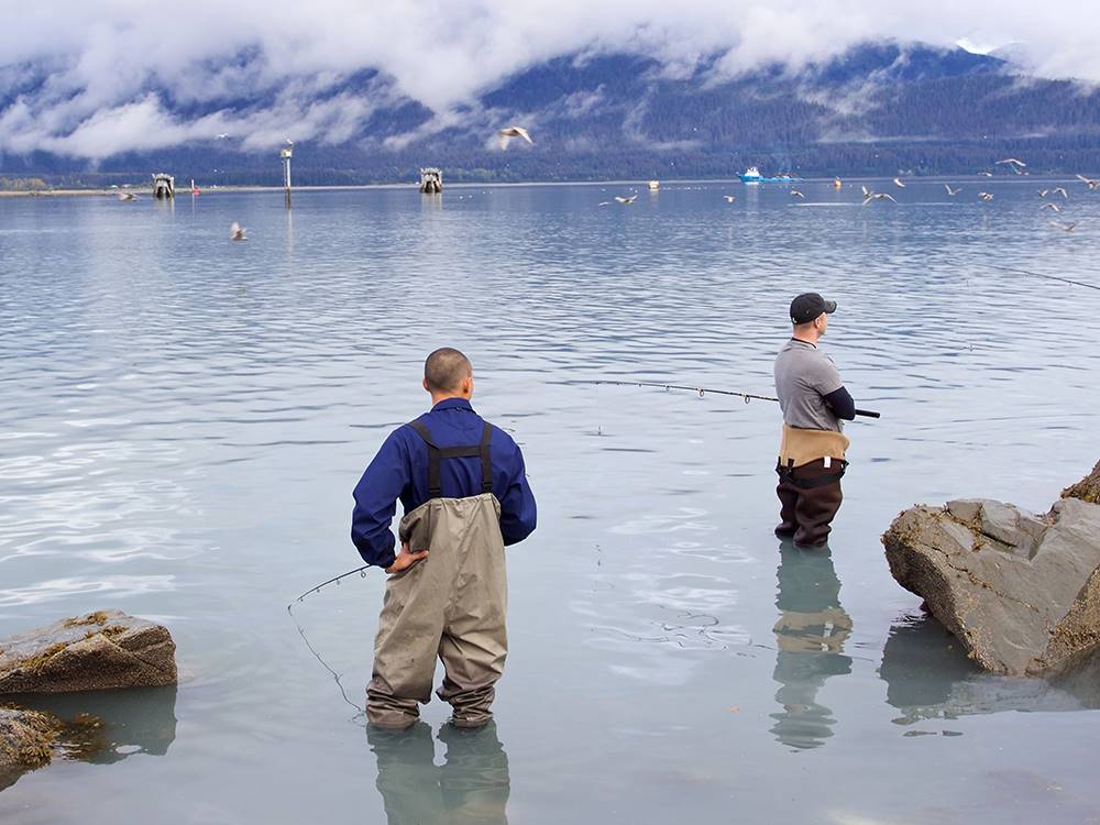 Two men fishing in Resurrection Bay
