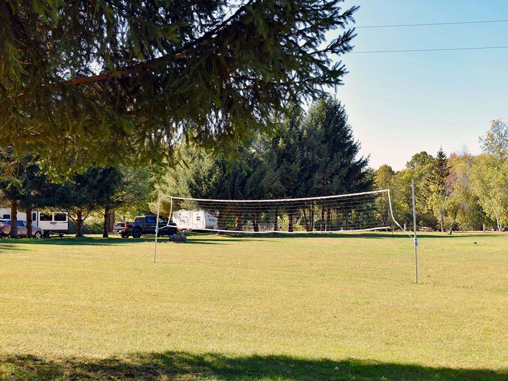 Volleyball net on grass