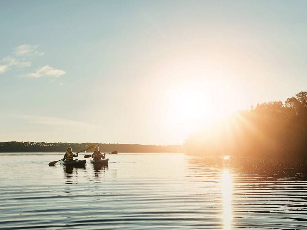Two kayakers on a lake