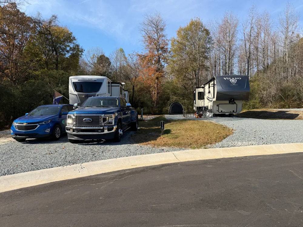 Two sites with fifth wheels