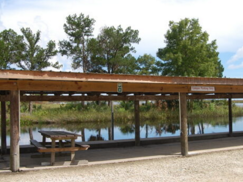 Covered area with a picnic table