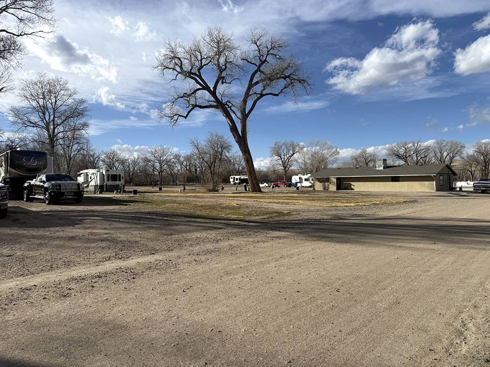 A dirt road leading to RV sites