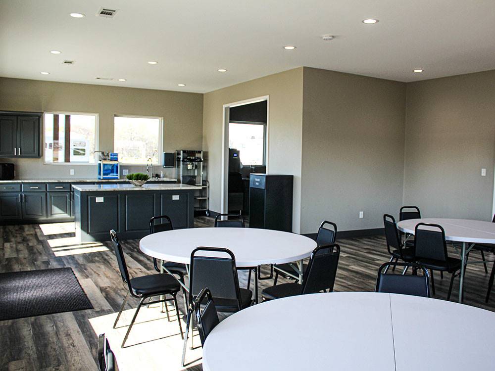 Kitchen area with seating