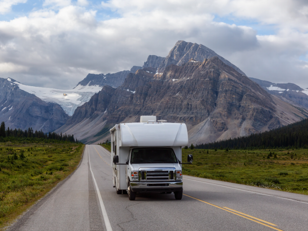 RV driving down the road