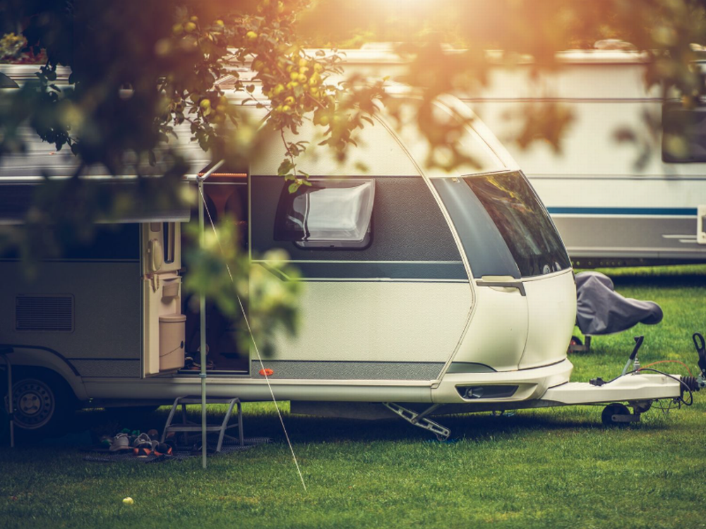 Trailer in the shade