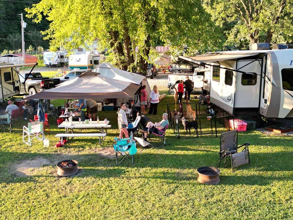 People enjoying a camping community