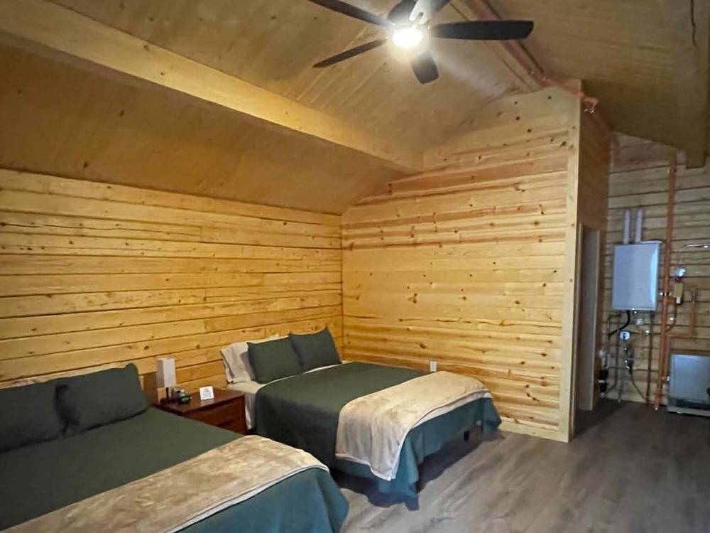 Two beds in a rental cabin