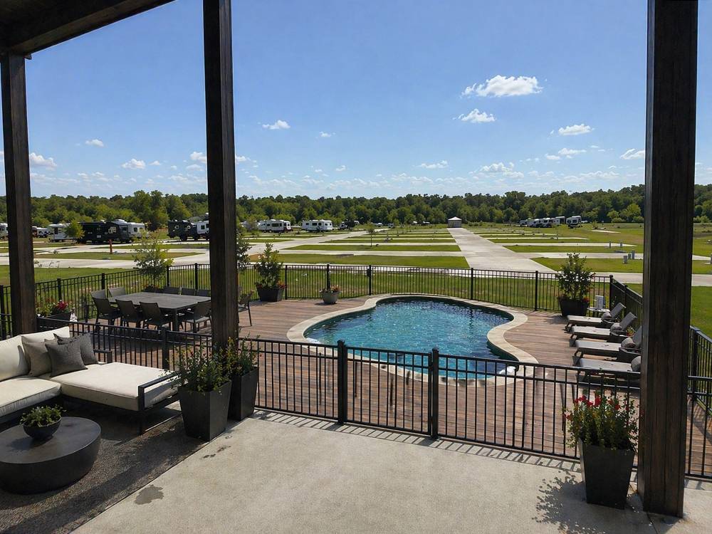 A view of the pool and RV sites