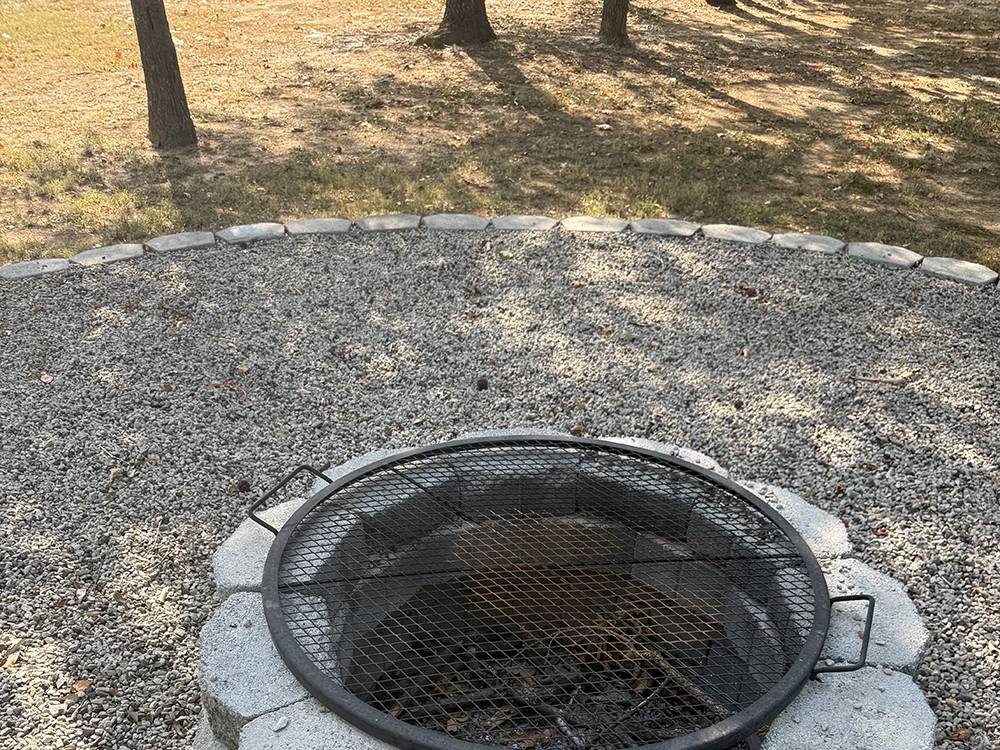 A stone fire pit