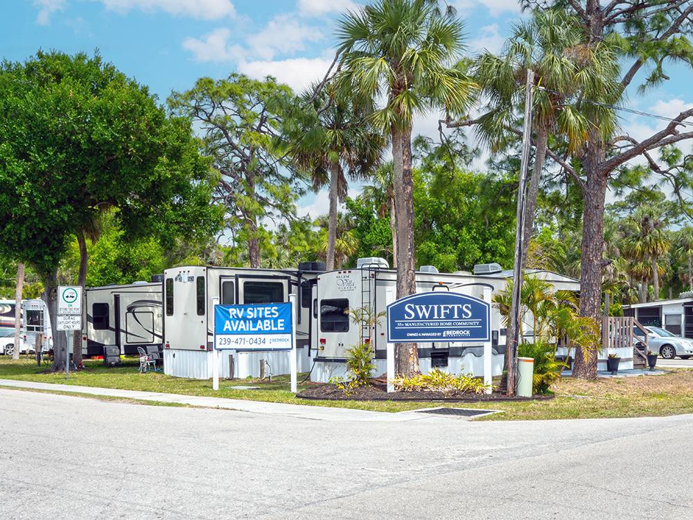 RVs at the entrance to the park