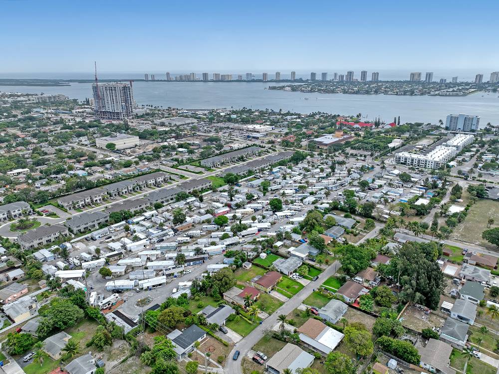 Birdseye view of the park and surrounding area