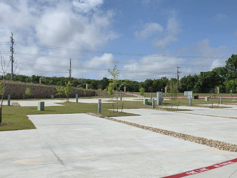 Large paved sites with patios