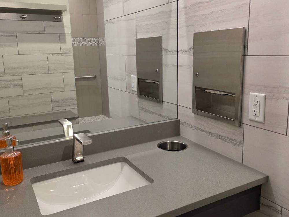 The sink in the restroom