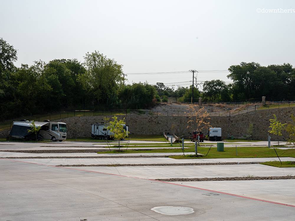 A paved road leading to RV sites