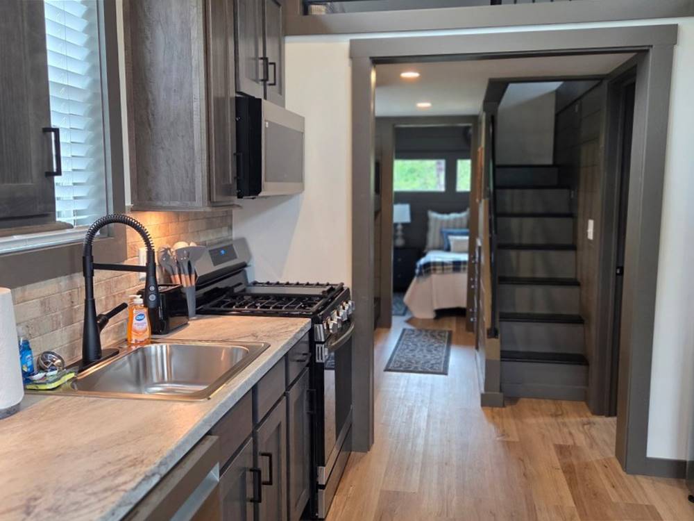 Interior of a tiny home cabin