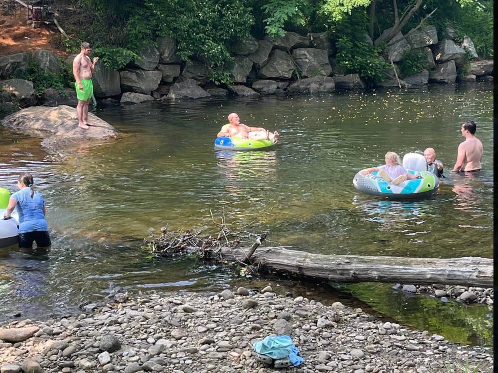 People floating on inner tubes