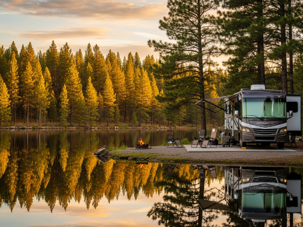 AI pic of an RV next to the water