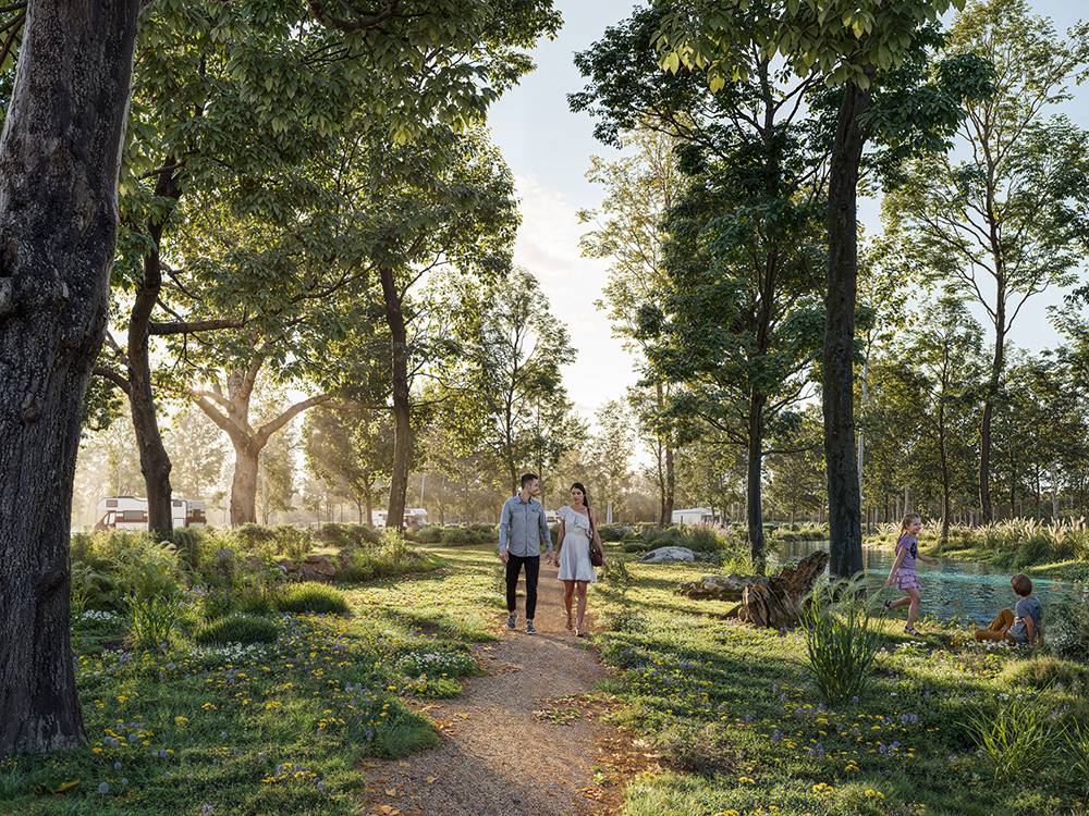 A couple walking on a path