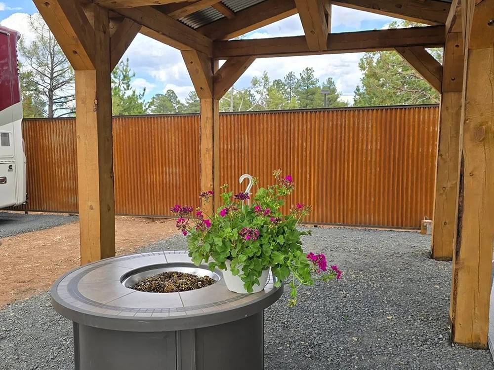 Fire pit under the pavilion