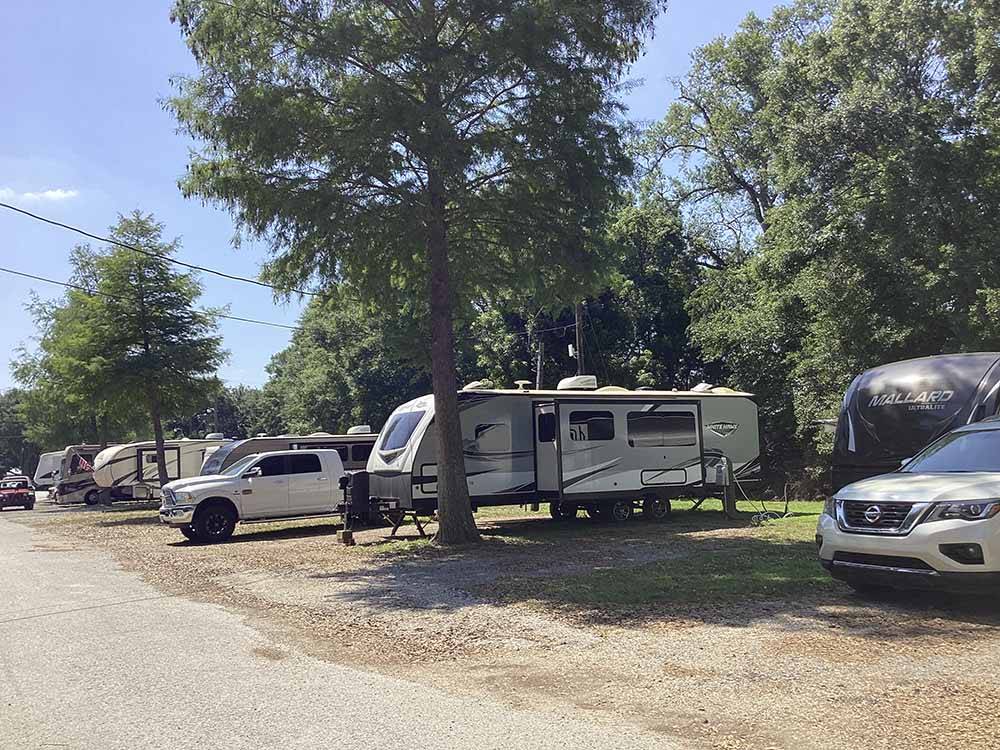 A row of gravel RV sites at MAXIE'S CAMPGROUND