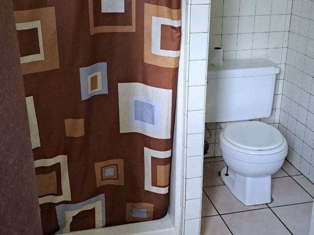 Small bathroom for guests at WEEKS ISLAND RV PARK
