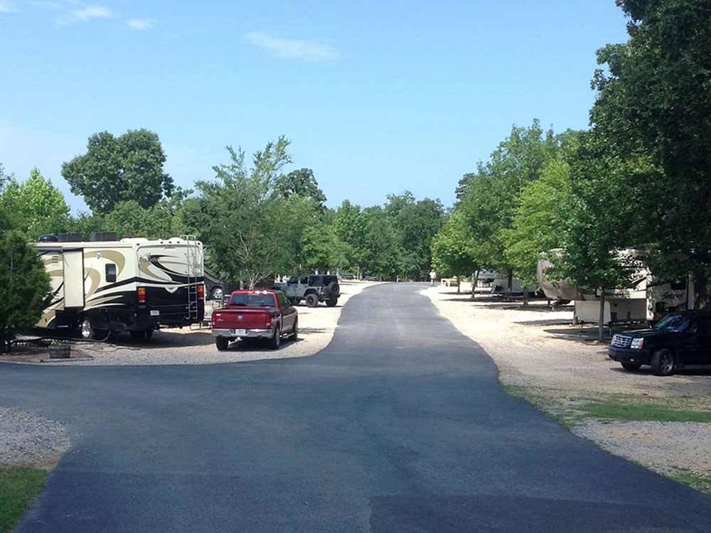 Tree lined sites at CLOUD NINE RV PARK