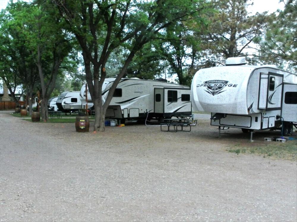 Parked trailers at site La Veta Pines RV Park