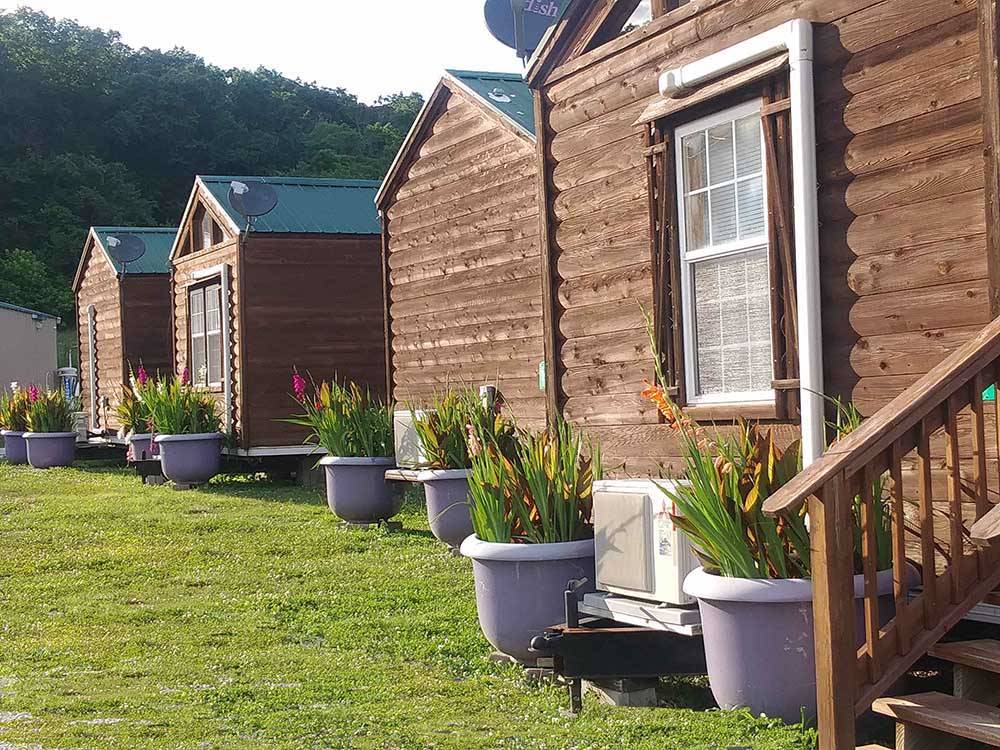 Row of private cabins at BSC OUTDOORS CAMPING & FLOAT TRIPS