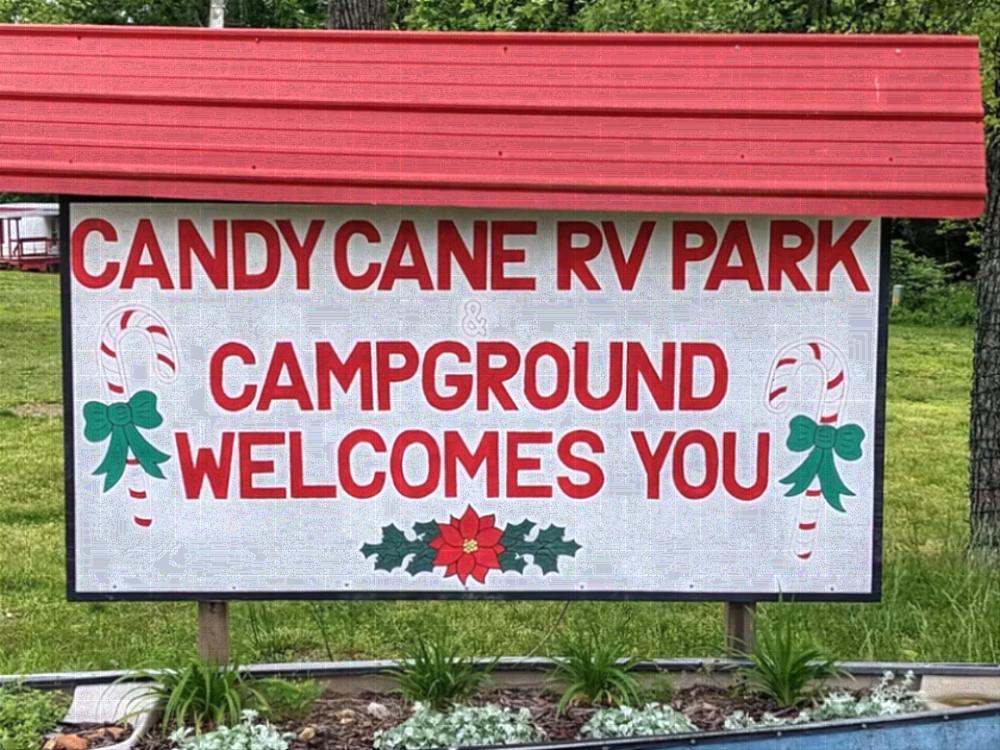 Welcome sign at Candy Cane RV Park & Campground