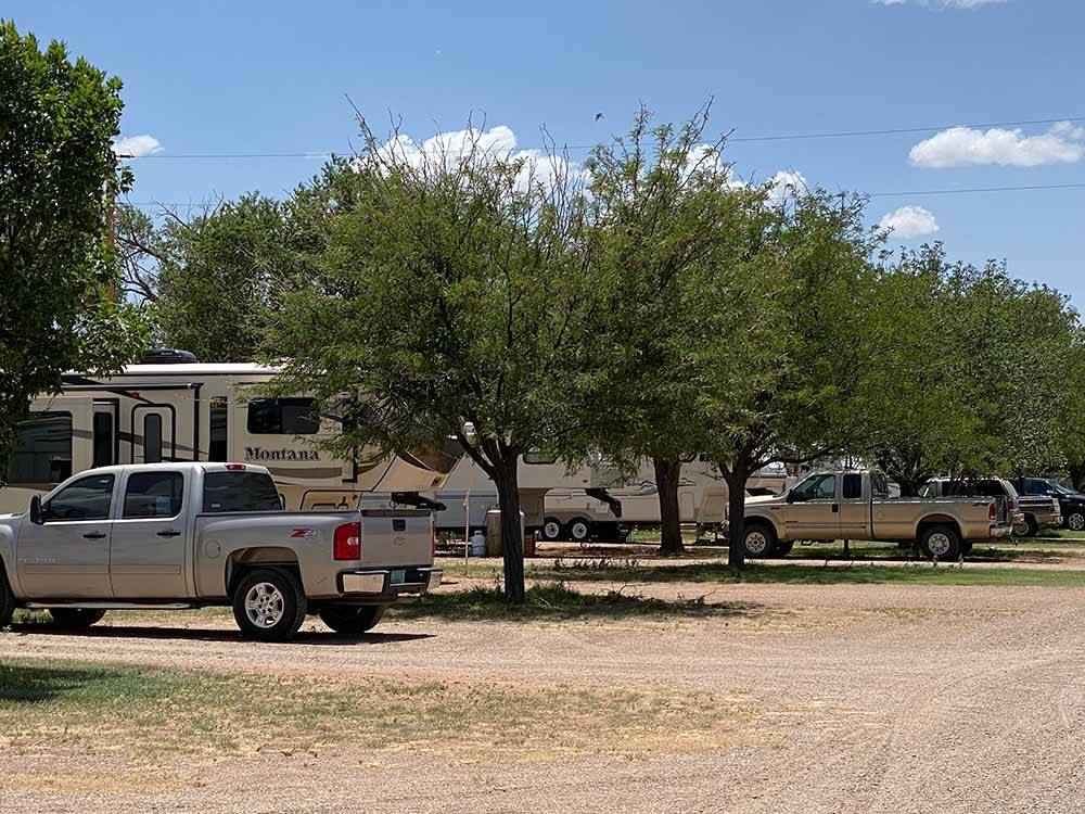 A row of gravel RV sites at BILLY THE KID MUSEUM