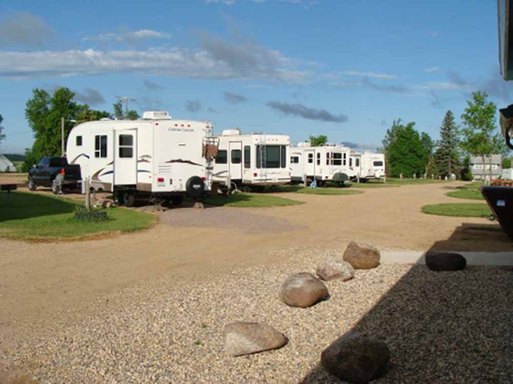 A row of gravel RV sites at COUNTY LINE RV PARK & CAMPGROUND