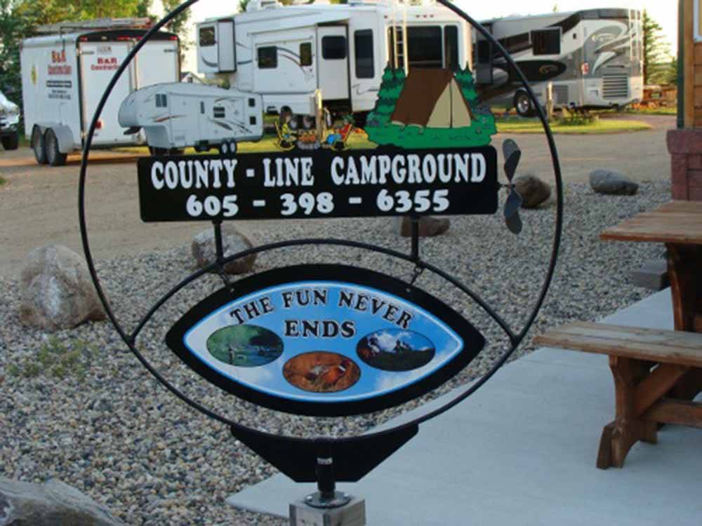 The sign at the office at COUNTY LINE RV PARK & CAMPGROUND