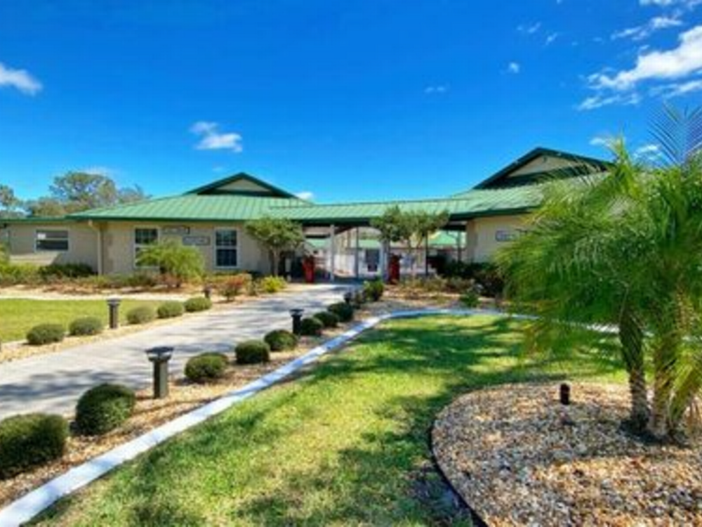 Walkway by the office Red Oaks Sun RV Communities