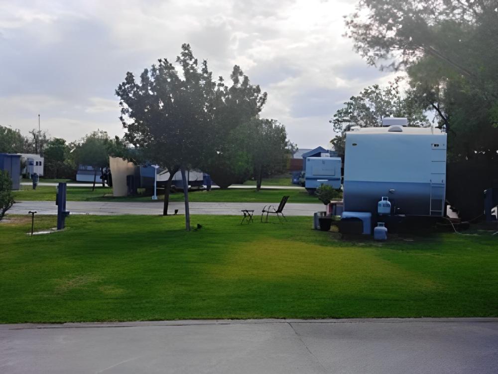 An RV parked in a site