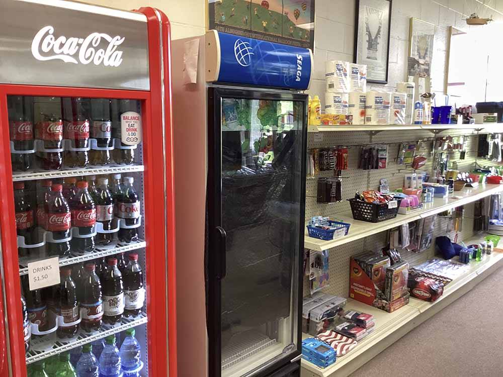 Food and drinks in the convenience store at RIVER VIEW RV PARK AND RESORT