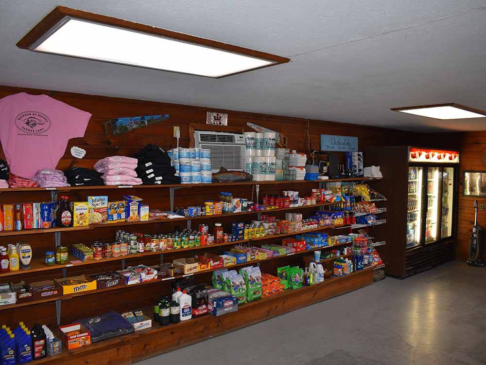 Camping supplies in the general store at RAINBOW RV RESORT