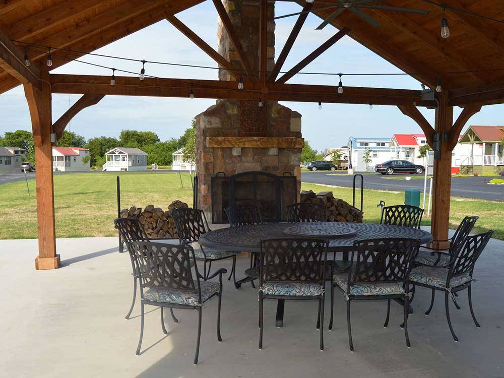 Patio with outdoor seating at BLUEBONNET RIDGE RV PARK & COTTAGES