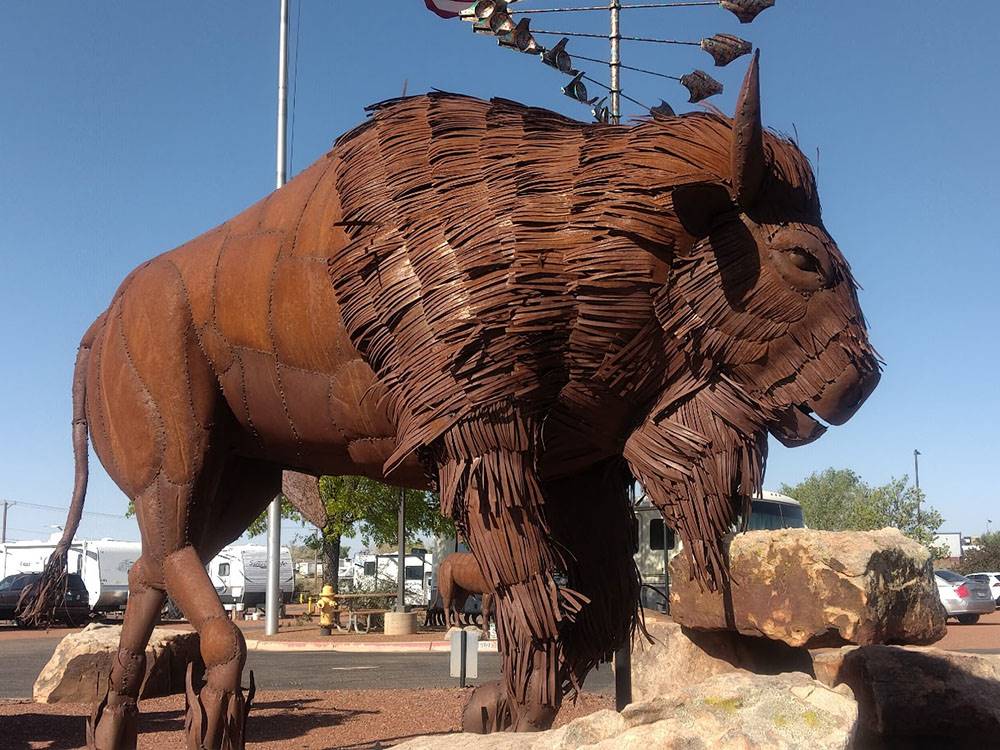 A buffalo sculpture