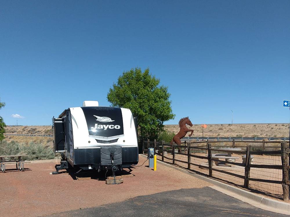 A travel trailer at a site