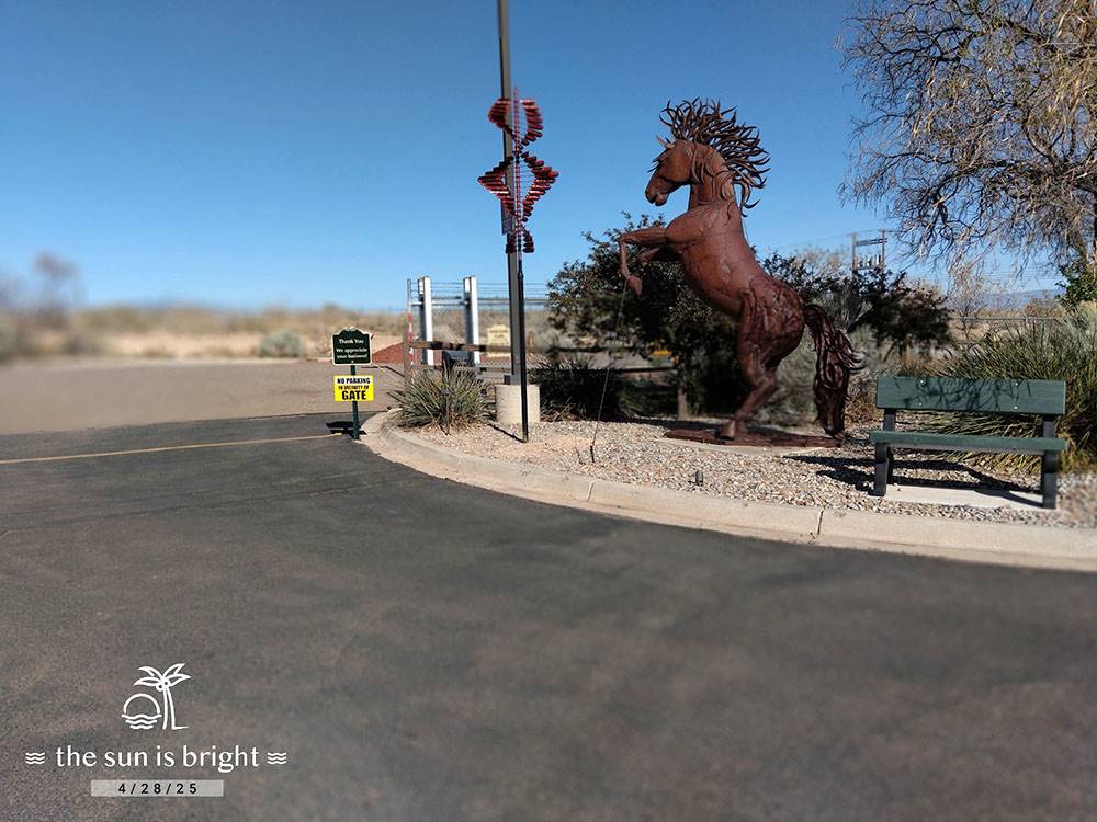 A horse sculpture by the entrance
