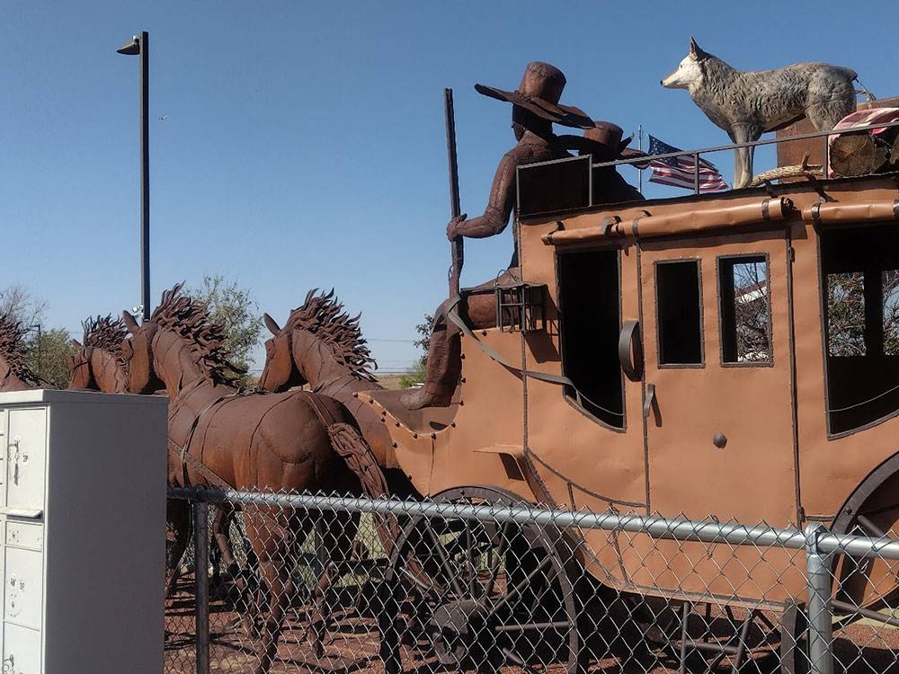 A stagecoach sculpture