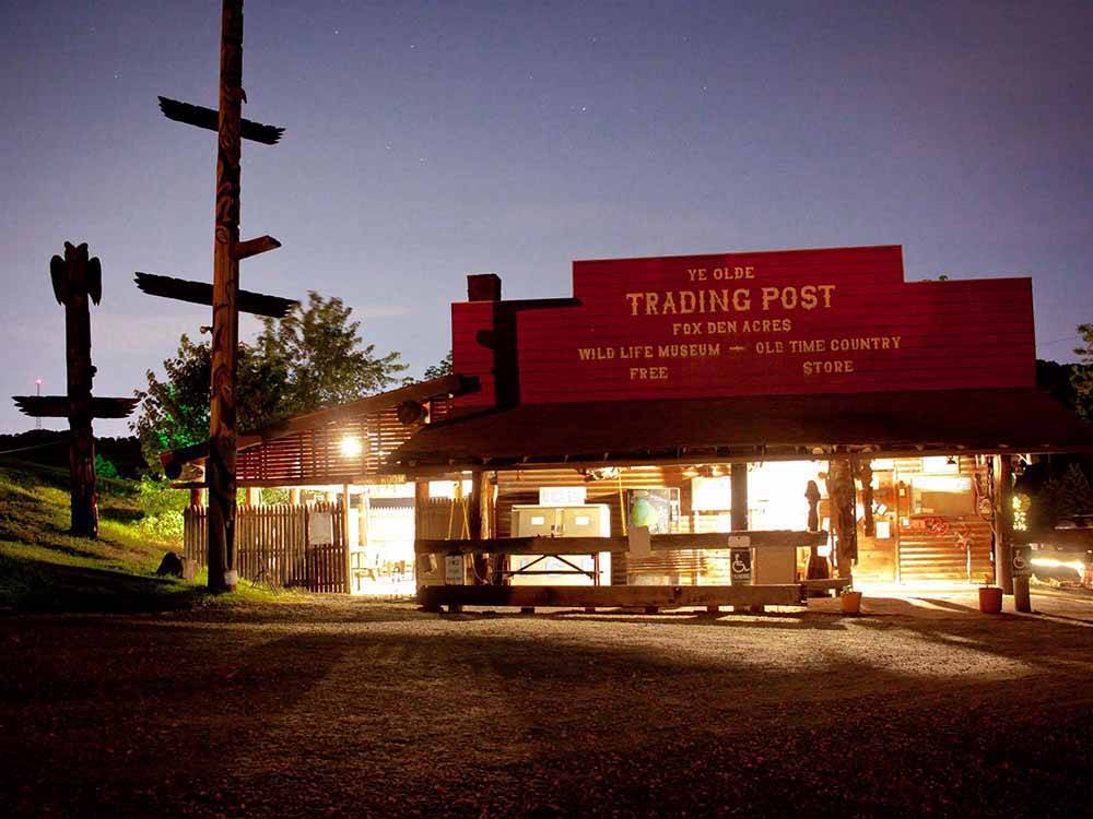 A view of the trading post store at FOX DEN ACRES CAMPGROUND