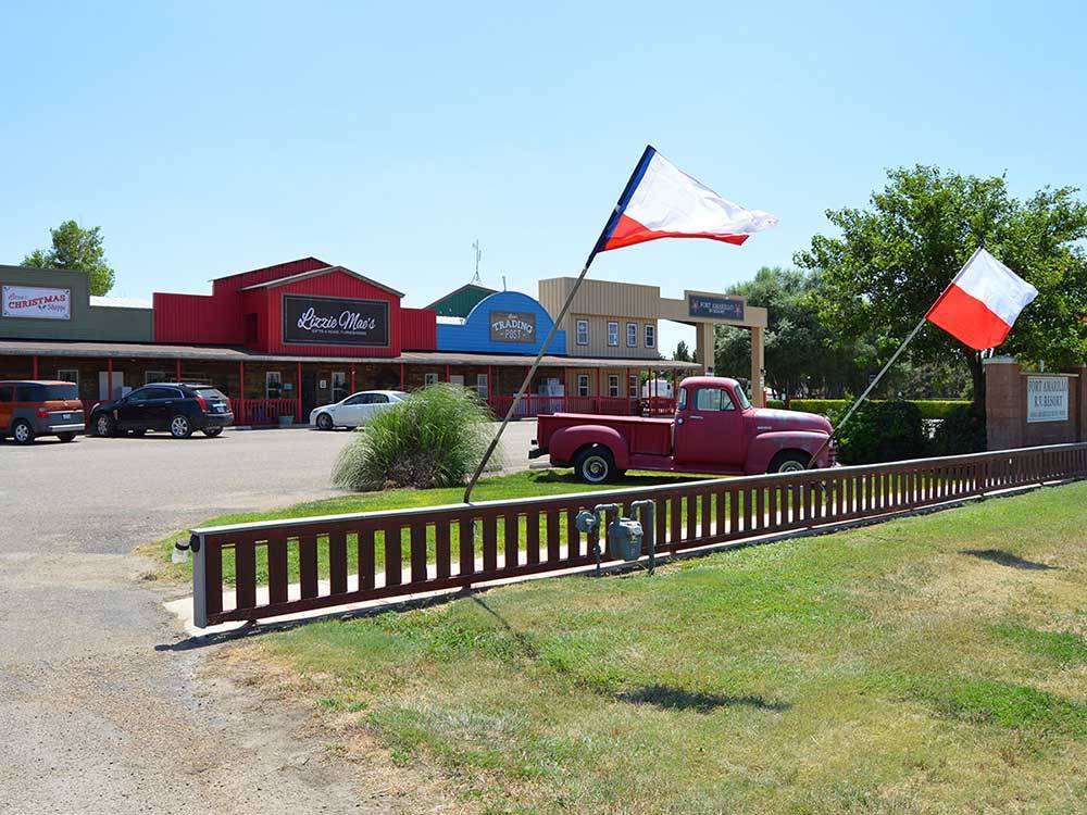Shops at the front of the resort at FORT AMARILLO RV RESORT