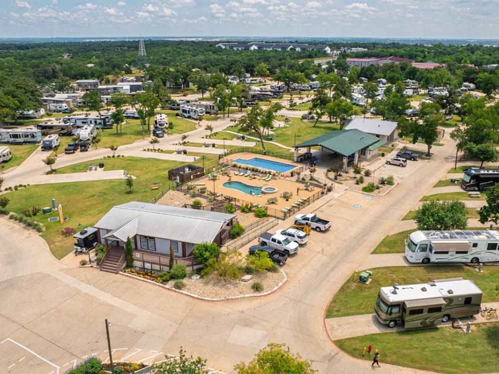 Aerial view of campground at OAK FOREST RV RESORT