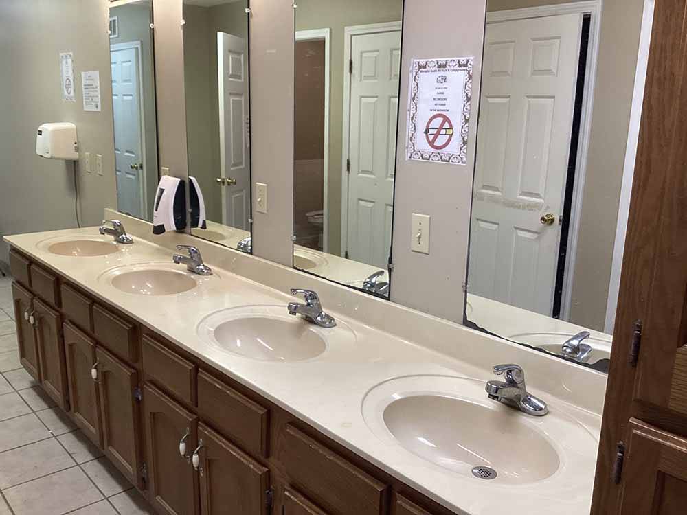 Four sinks in the restrooms at MEMPHIS-SOUTH RV PARK & CAMPGROUND